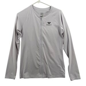 Roxy Jacket Womens XL Gray Rash Guard Full Zip Long Sleeve Swim Surf Beach Top